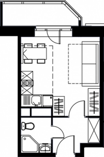 Однокомнатная квартира (Евро) 22 м²