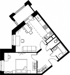 Двухкомнатная квартира (Евро) 45.2 м²