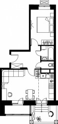 Двухкомнатная квартира (Евро) 46 м²