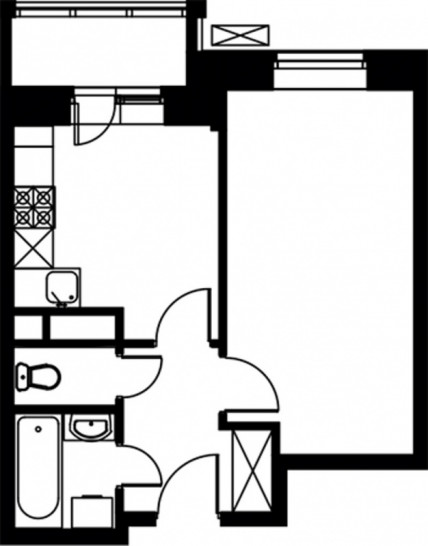 Однокомнатная квартира 32.5 м²