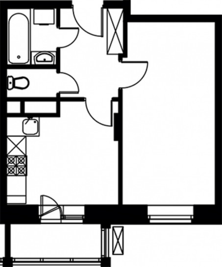 Однокомнатная квартира 34.7 м²