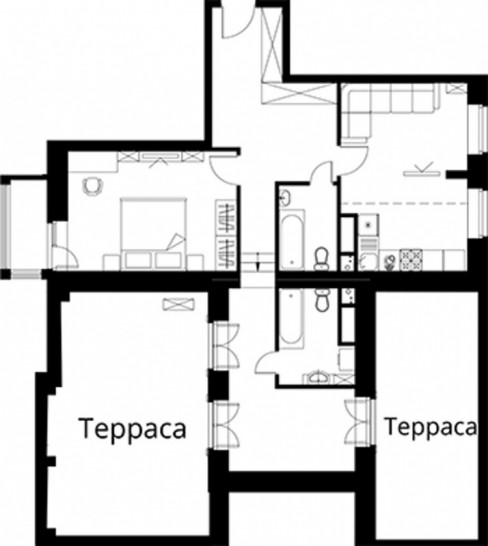 Двухкомнатная квартира (Евро) 71.4 м²